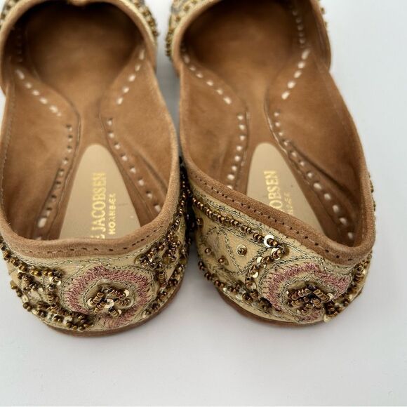 ILSE Jacobsen gold and cream leather flats, new, size 38 - Picture 3 of 5